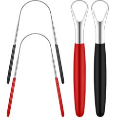 Stainless Steel Metal Tongue Scrapers Cleaners Brushes Oral Reusable