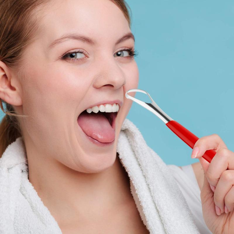 Stainless Steel Metal Tongue Scrapers Cleaners Brushes Oral Reusable