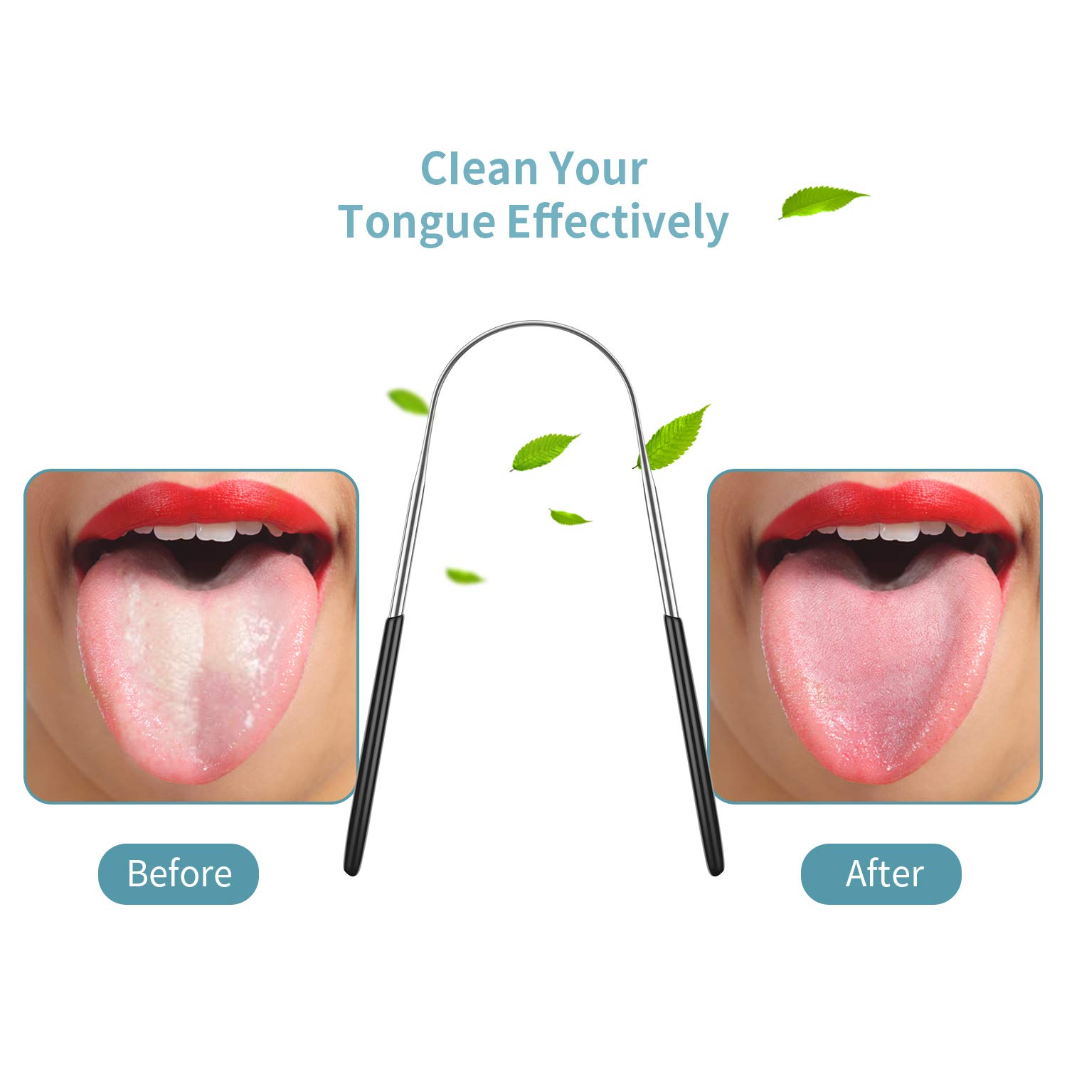 Stainless Steel Metal Tongue Scrapers Cleaners Brushes Oral Reusable