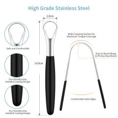 Stainless Steel Metal Tongue Scrapers Cleaners Brushes Oral Reusable