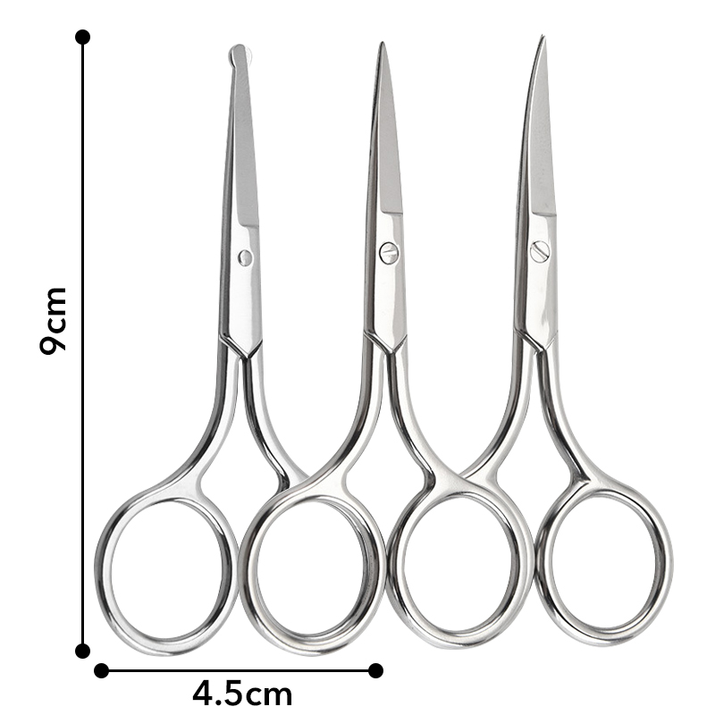 3 Pack Nose Hair Scissors Facial Hair Scissors Small Scissors (Sliver)