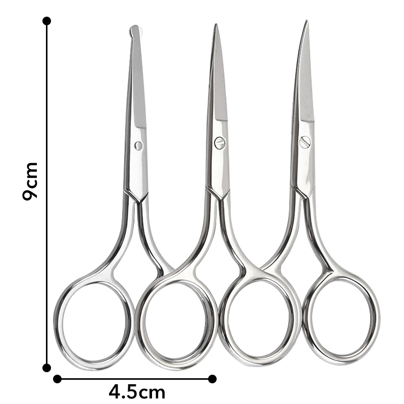 3 Pack Nose Hair Scissors Facial Hair Scissors Small Scissors (Sliver)