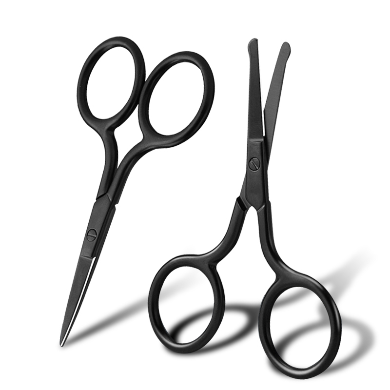 Nose Hair Scissors Facial Hair Small Grooming Scissor (2 Pack Black)