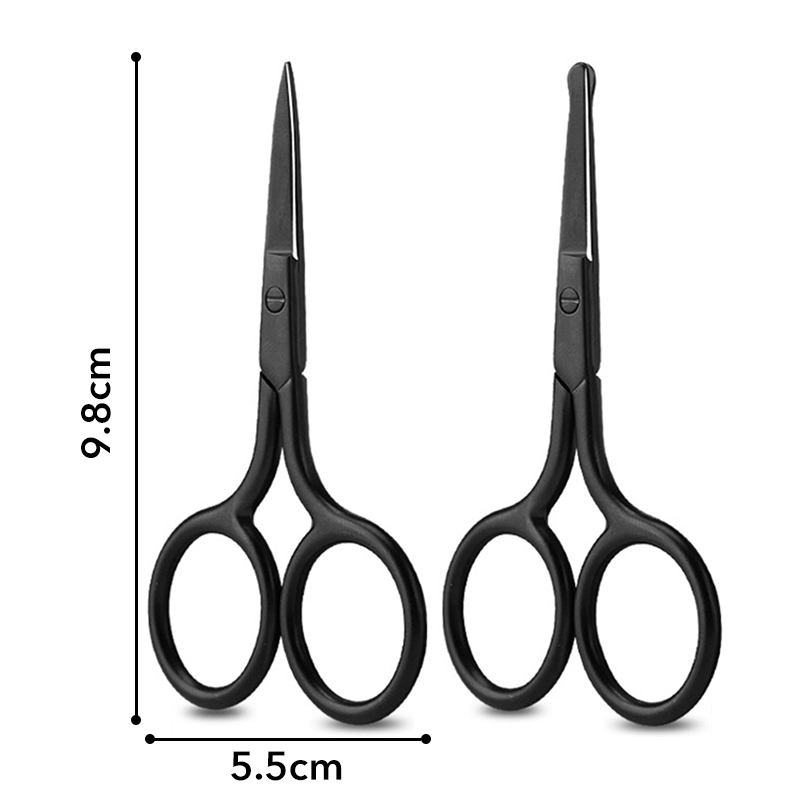 Nose Hair Scissors Facial Hair Small Grooming Scissor (2 Pack Black)