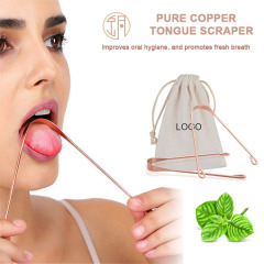 Professional Portable Pure Copper Tongue Scraper Brush