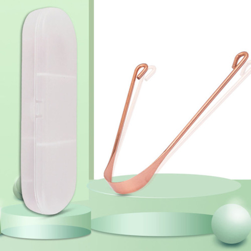Professional Portable Pure Copper Tongue Scraper Brush