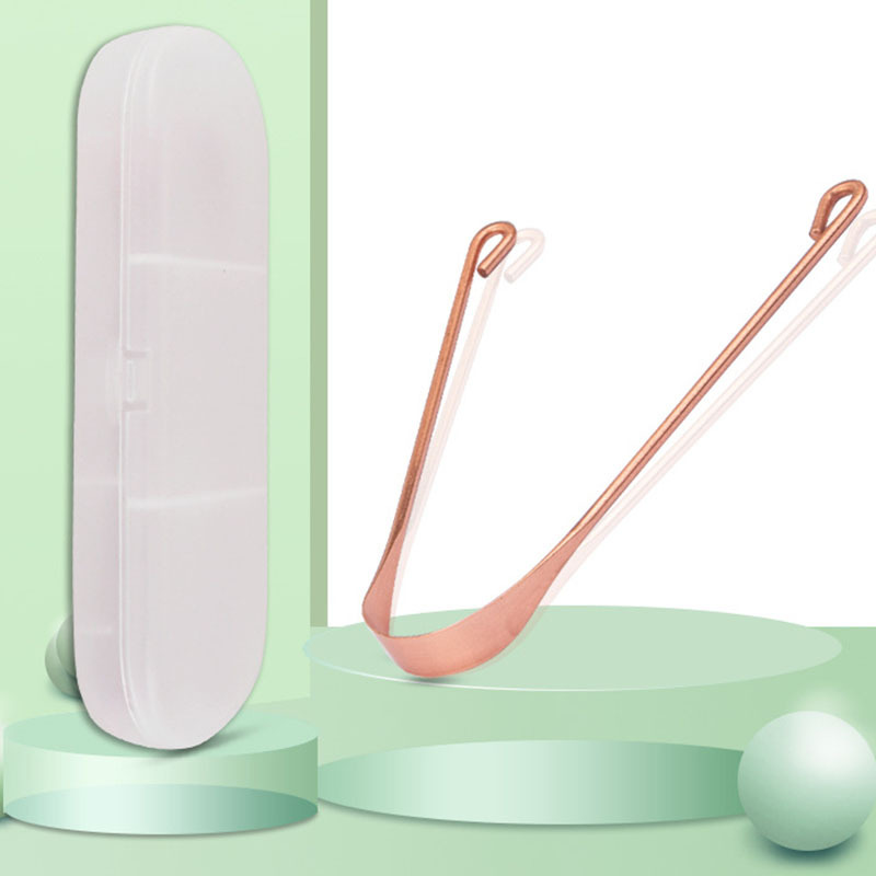 Professional Portable Pure Copper Tongue Scraper Brush
