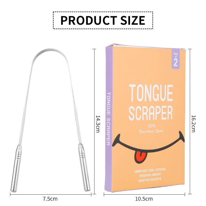 Tongue Scraper with Case (2 Pack) Medical Grade 100% Stainless Steel