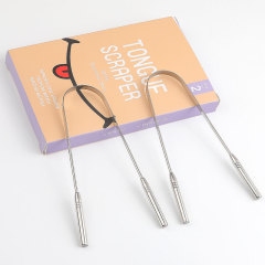 Tongue Scraper with Case (2 Pack) Medical Grade 100% Stainless Steel