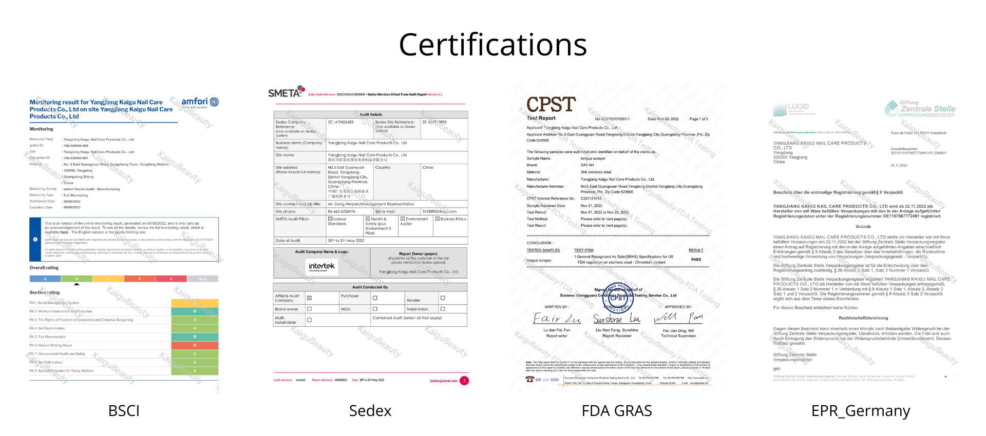Certifications