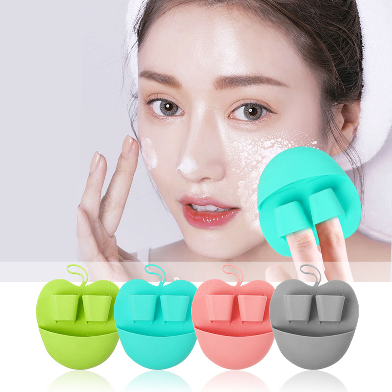 Customized Apple Shape Soft Handheld Silicone Facial Cleansing Brush