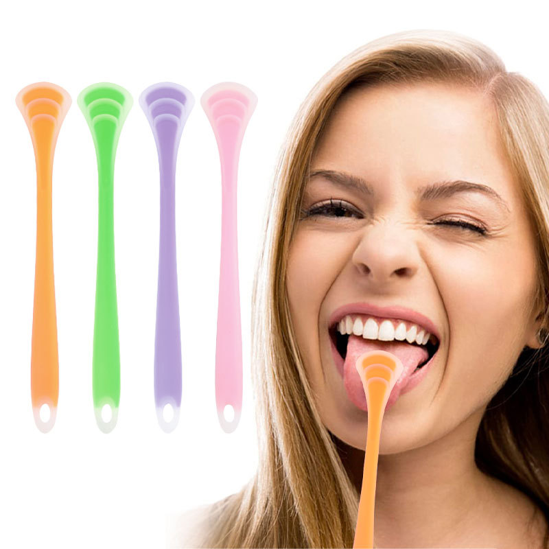 Tongue Cleaning Brush Soft Silicone Oral Health Care Tool Double Side Cleaning Massage Tongue Scraper