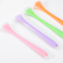 Tongue Cleaning Brush Soft Silicone Oral Health Care Tool Double Side Cleaning Massage Tongue Scraper