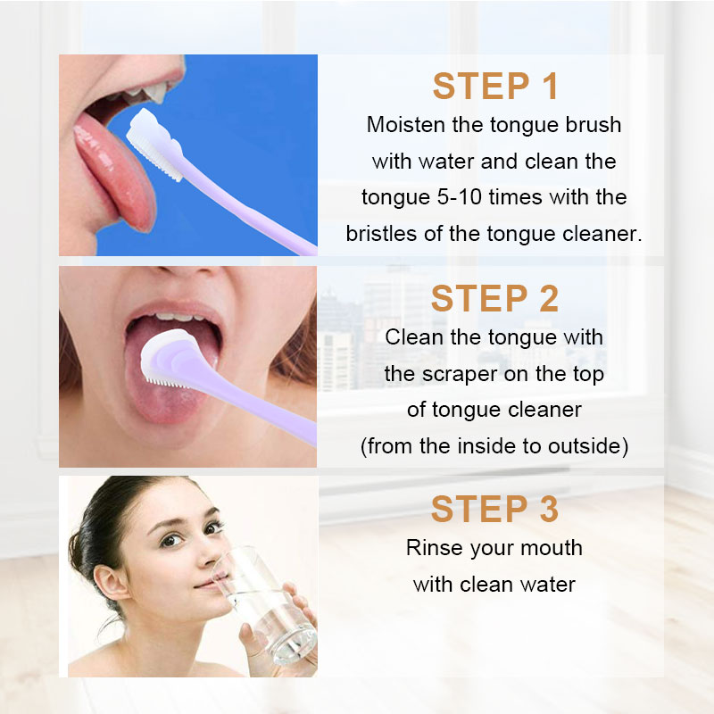 Tongue Cleaning Brush Soft Silicone Oral Health Care Tool Double Side Cleaning Massage Tongue Scraper