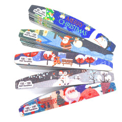 Christmas Double-sided Emery board Nail File 180 Grit Half-round Sanding Nail Buffer