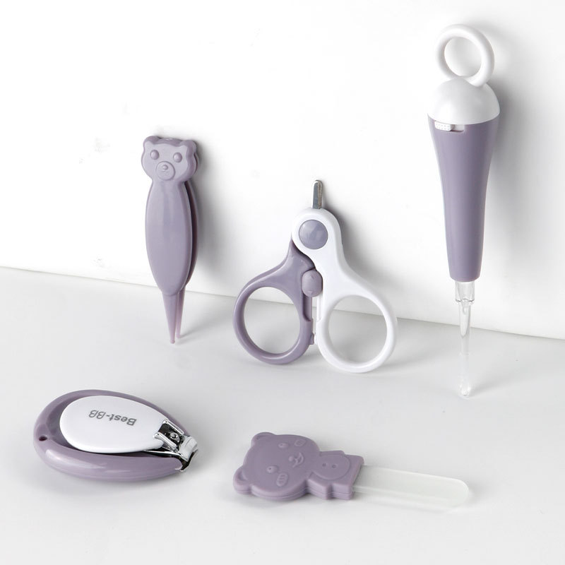 Mini Finger Toe Clipper Scissor Cutter Cute Baby Nail Care Safety Manicure Set (Purple)