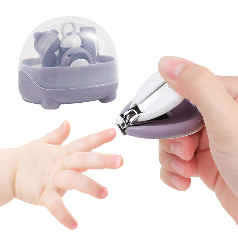 Mini Finger Toe Clipper Scissor Cutter Cute Baby Nail Care Safety Manicure Set (Purple)
