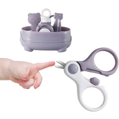 Mini Finger Toe Clipper Scissor Cutter Cute Baby Nail Care Safety Manicure Set (Purple)