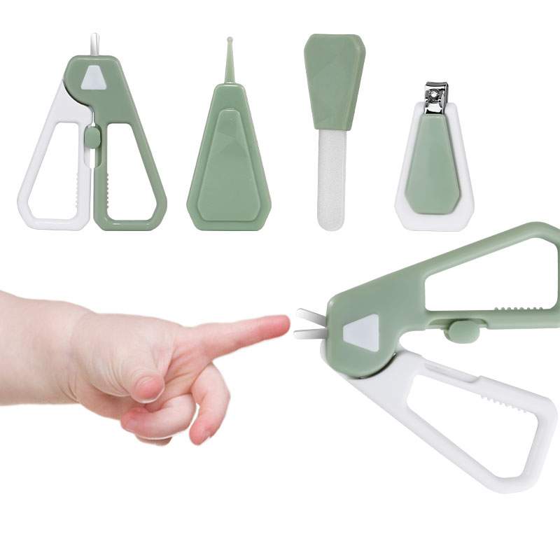 4 PCS Baby Manicure Set and Pedicure Set Baby Nail Clipper Scissor Baby Nail File for Newborn (Green)