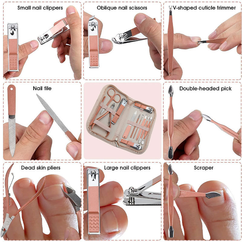 12 Pieces Manicure Kit Nail Care Tools with Luxurious Travel Case