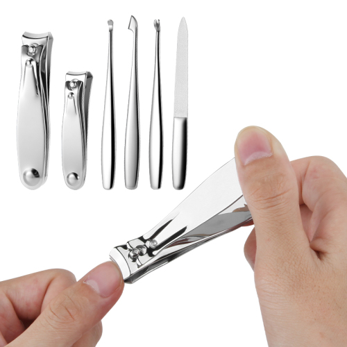 6 Pcs Manicure Set With Leather Case Professional Personal Care Tool Kit