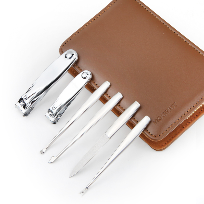 6 Pcs Manicure Set With Leather Case Professional Personal Care Tool Kit