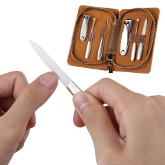 6 Pcs Manicure Set With Leather Case Professional Personal Care Tool Kit