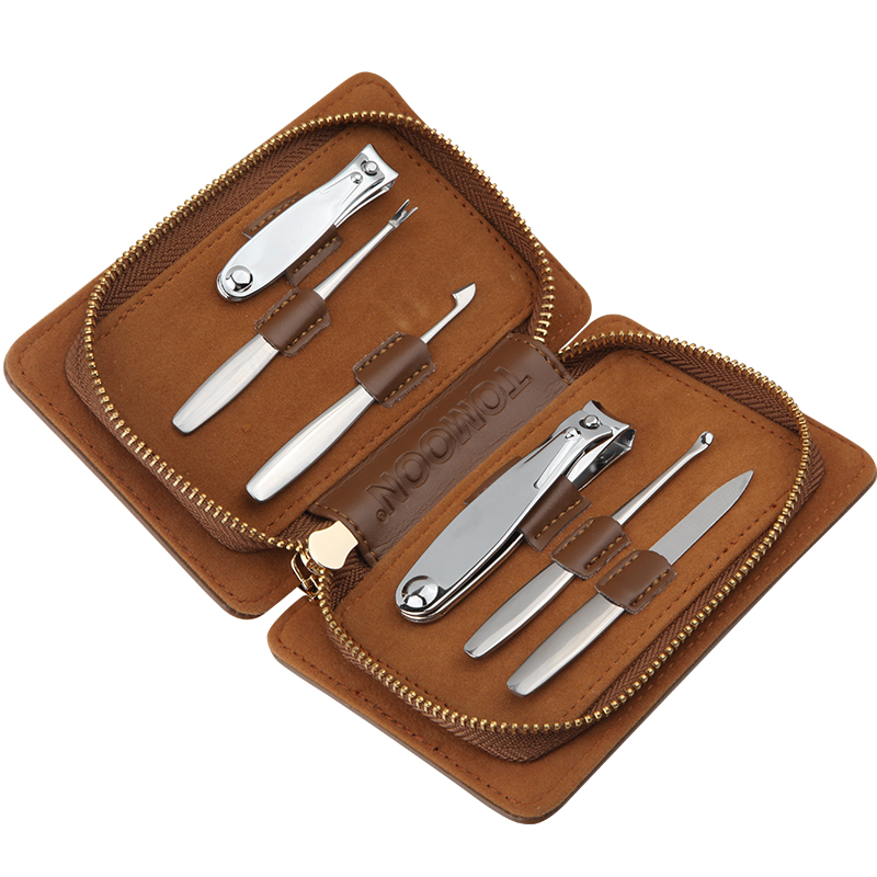 6 Pcs Manicure Set With Leather Case Professional Personal Care Tool Kit