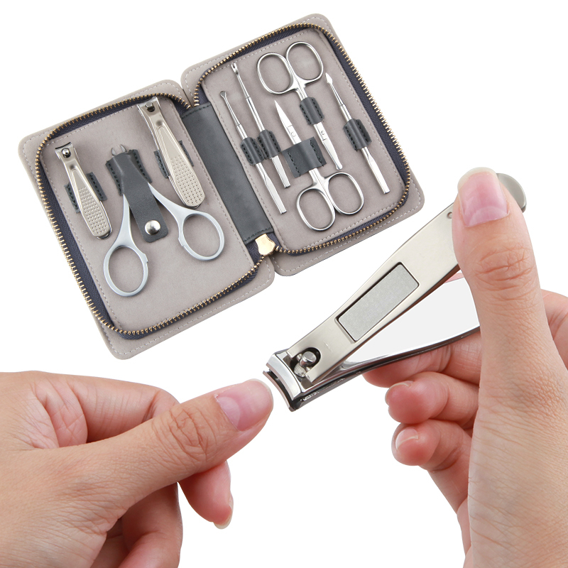 Manicure Set 8 In 1 Full Function Kit Professional Stainless Steel Pedicure Sets With PU Leather Portable Case