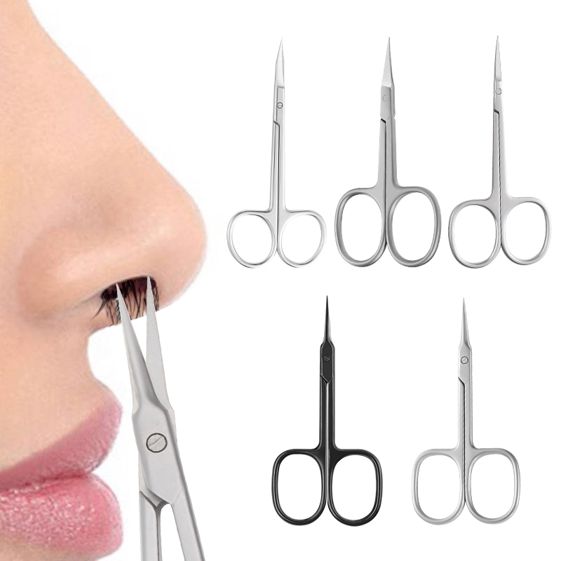 Stainless Steel Curved Pointed Tip Thin Blade Cuticle Scissors Manicure Tools Eyebrow Tool Set