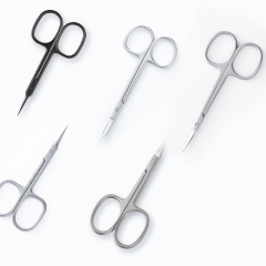 Stainless Steel Curved Pointed Tip Thin Blade Cuticle Scissors Manicure Tools Eyebrow Tool Set