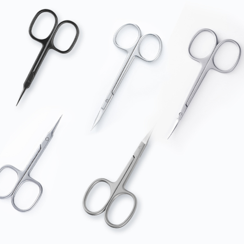 Stainless Steel Curved Pointed Tip Thin Blade Cuticle Scissors Manicure Tools Eyebrow Tool Set