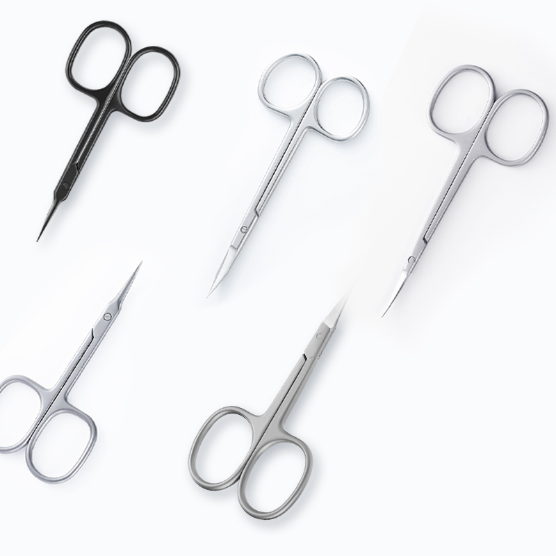 Stainless Steel Curved Pointed Tip Thin Blade Cuticle Scissors Manicure Tools Eyebrow Tool Set