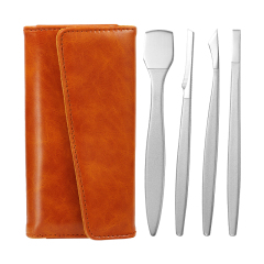 Pedicure Knife Set For Feet 4PCS Ingrown Toenail Blade Tool With Storage Leather Case
