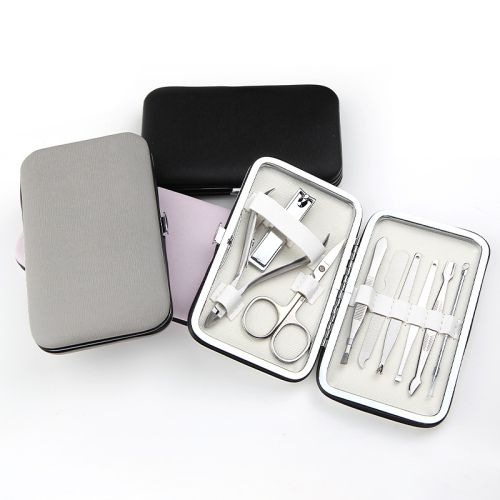 9 In 1 Stainless Steel Professional Pedicure Kit Nail Scissors Grooming Kit With Leather Travel Case