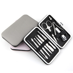9 In 1 Stainless Steel Professional Pedicure Kit Nail Scissors Grooming Kit With Leather Travel Case