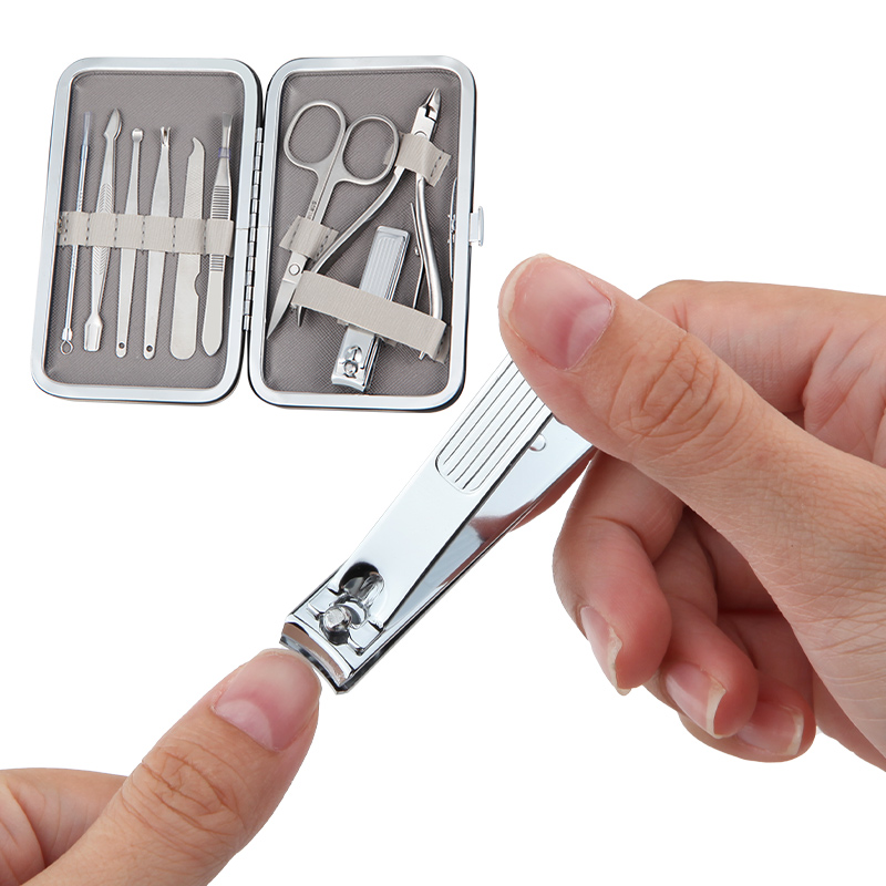9 In 1 Stainless Steel Professional Pedicure Kit Nail Scissors Grooming Kit With Leather Travel Case