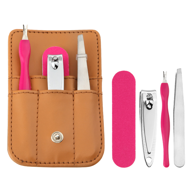 High Quality 4-in-1 Mini Manicure Set Travel Kit With PU Leather