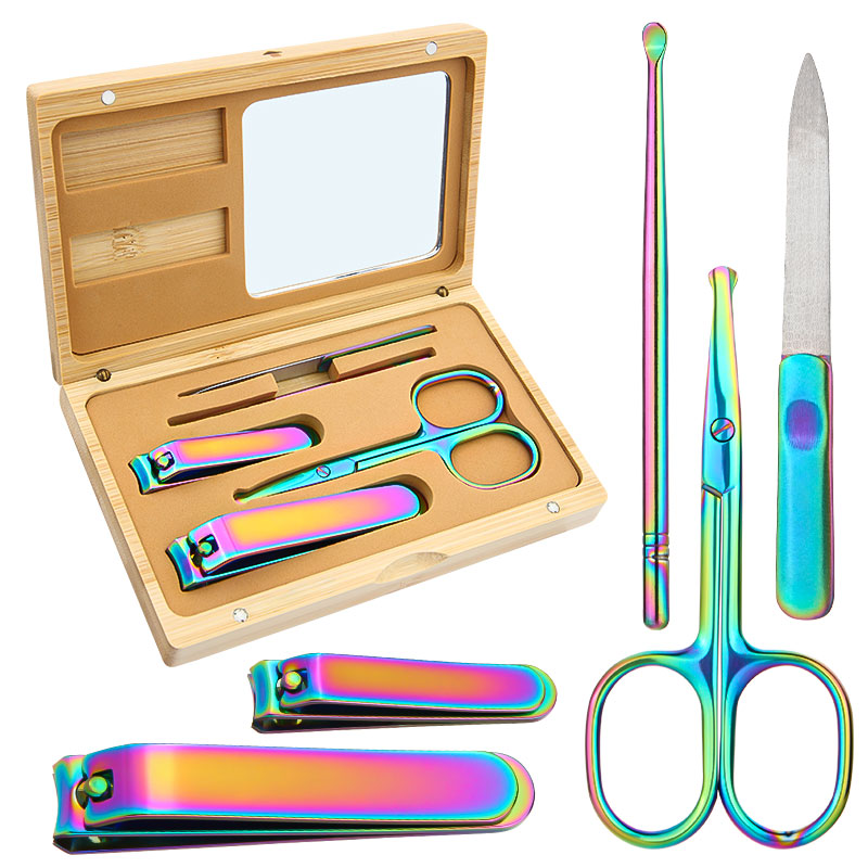 Premium Stainless Steel Manicure and Pedicure Set Personal Care Tool Nail clipper Grooming Kit with Wood Pocket Case