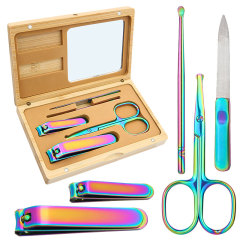 Premium Stainless Steel Manicure and Pedicure Set Personal Care Tool Nail clipper Grooming Kit with Wood Pocket Case