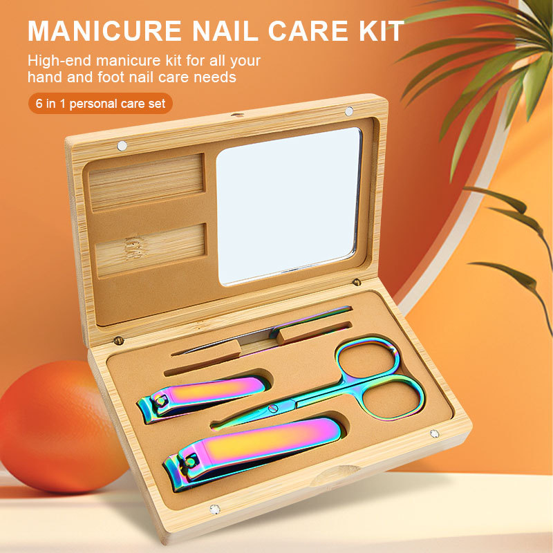 Premium Stainless Steel Manicure and Pedicure Set Personal Care Tool Nail clipper Grooming Kit with Wood Pocket Case