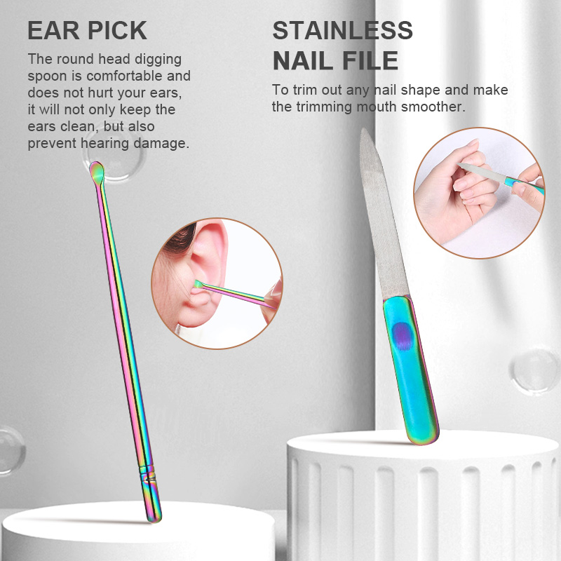 Premium Stainless Steel Manicure and Pedicure Set Personal Care Tool Nail clipper Grooming Kit with Wood Pocket Case