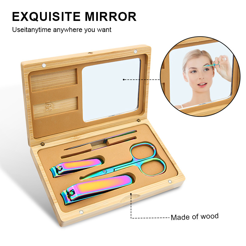 Premium Stainless Steel Manicure and Pedicure Set Personal Care Tool Nail clipper Grooming Kit with Wood Pocket Case