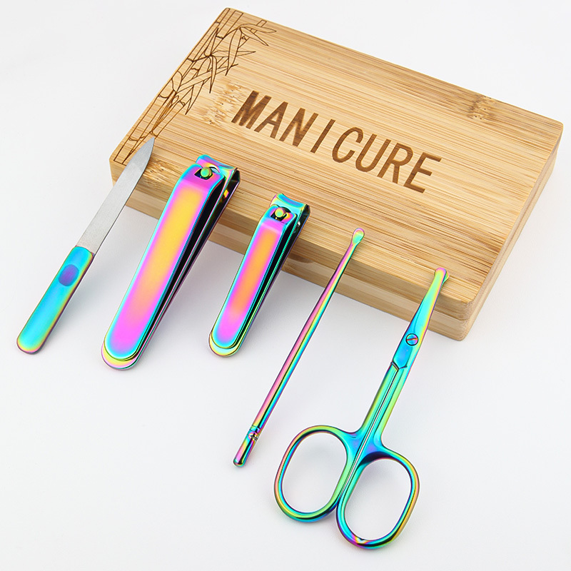 Premium Stainless Steel Manicure and Pedicure Set Personal Care Tool Nail clipper Grooming Kit with Wood Pocket Case