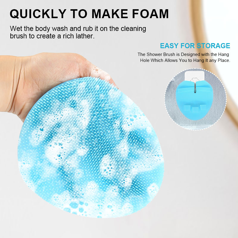 Bathroom Soft Exfoliating Bath Silicone Body Brush Hygienic Shower Cleaning Wash Skin Massage Scrubber Pad