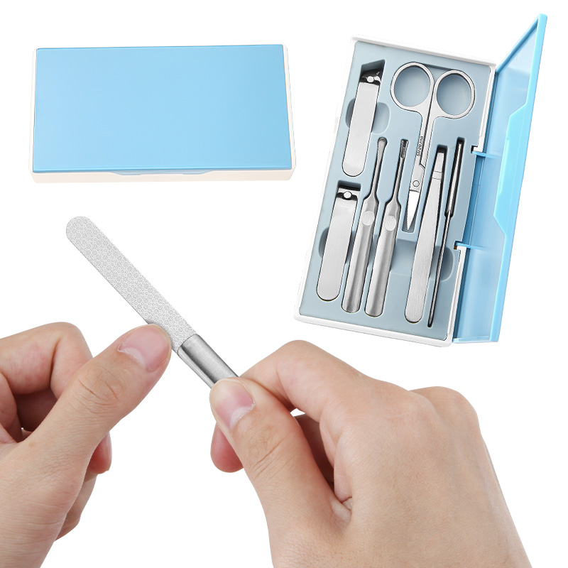 High-end Sublimation Manicure Set 7 in 1 Portable Nail Clipper Beauty Tool Stainless Steel Toenail Cutter Kits with Travel Case