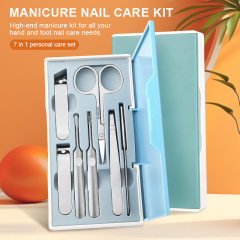 High-end Sublimation Manicure Set 7 in 1 Portable Nail Clipper Beauty Tool Stainless Steel Toenail Cutter Kits with Travel Case