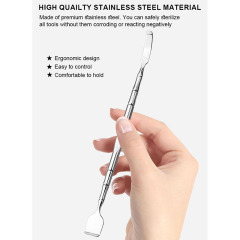 tesSamplesRatings & ReviewsKnow your supplierProduct descriptions from the supplier Double Headed Blackhead Spatula Stainless Steel Facial Pore Prep Cleaner Tool Kit Nose Acne Needle Blackhead Remover Extractors