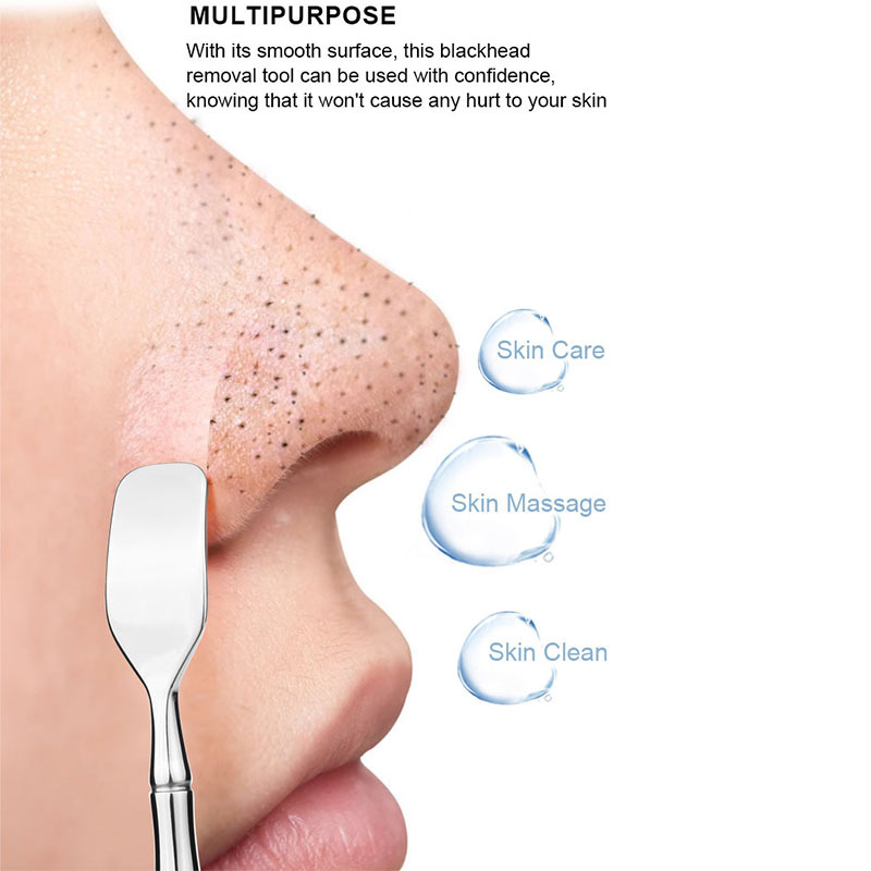tesSamplesRatings & ReviewsKnow your supplierProduct descriptions from the supplier Double Headed Blackhead Spatula Stainless Steel Facial Pore Prep Cleaner Tool Kit Nose Acne Needle Blackhead Remover Extractors