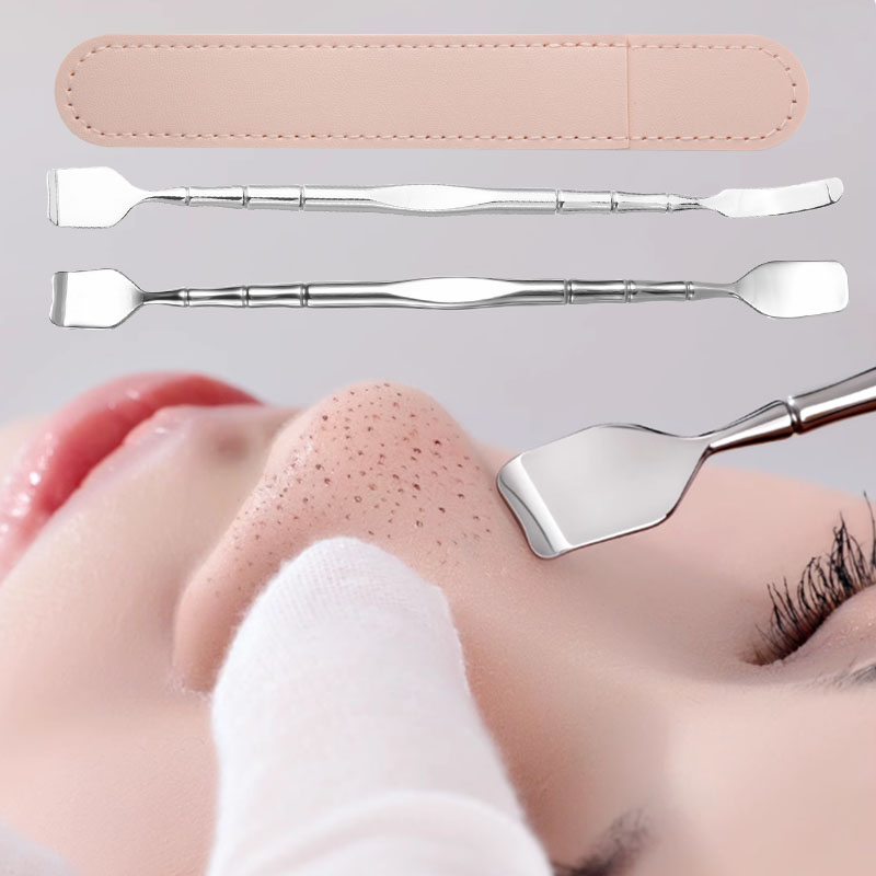 tesSamplesRatings & ReviewsKnow your supplierProduct descriptions from the supplier Double Headed Blackhead Spatula Stainless Steel Facial Pore Prep Cleaner Tool Kit Nose Acne Needle Blackhead Remover Extractors